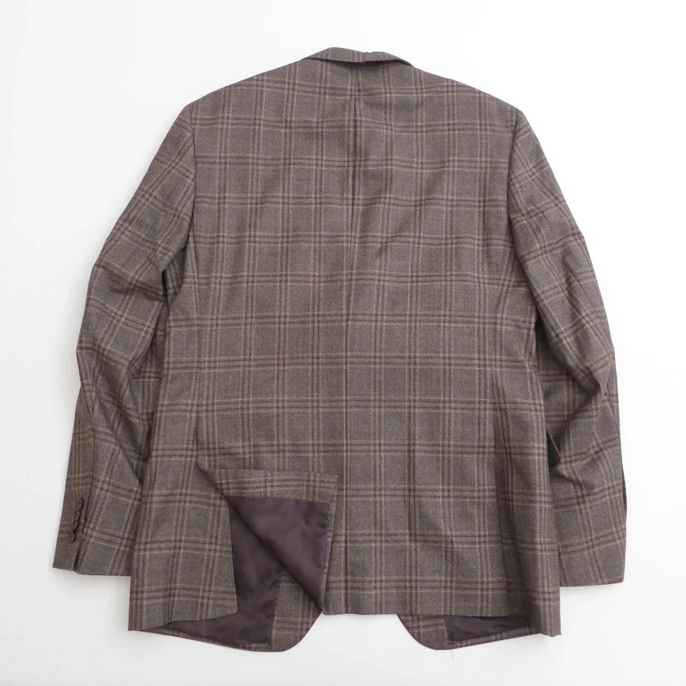 Jos A Bank Mens Jab Suit Jacket Blazer Brown Plaid Wool Reserve 42L Traditional